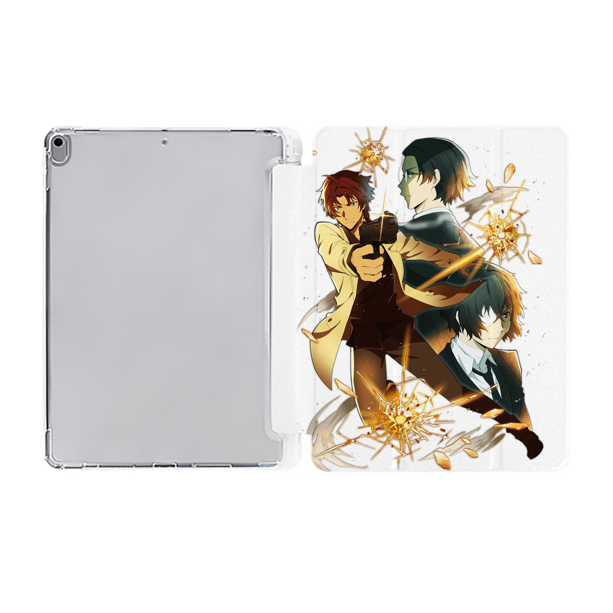 （画像用） 文豪ストレイドッグス Bungo Stray Dogs IPad ケース ペン収納付き 三つ折りスタンド PUレザー×シリコン 対応機種9.5/10.5/10.9インチ